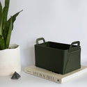 Zora Botanica - Vegan Leather Storage Basket, Medium: Green