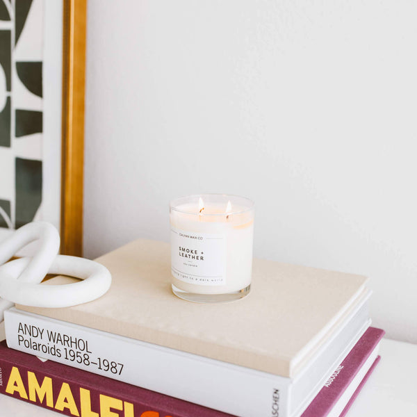 Smoke + Leather - Glass Tumbler Soy Candle