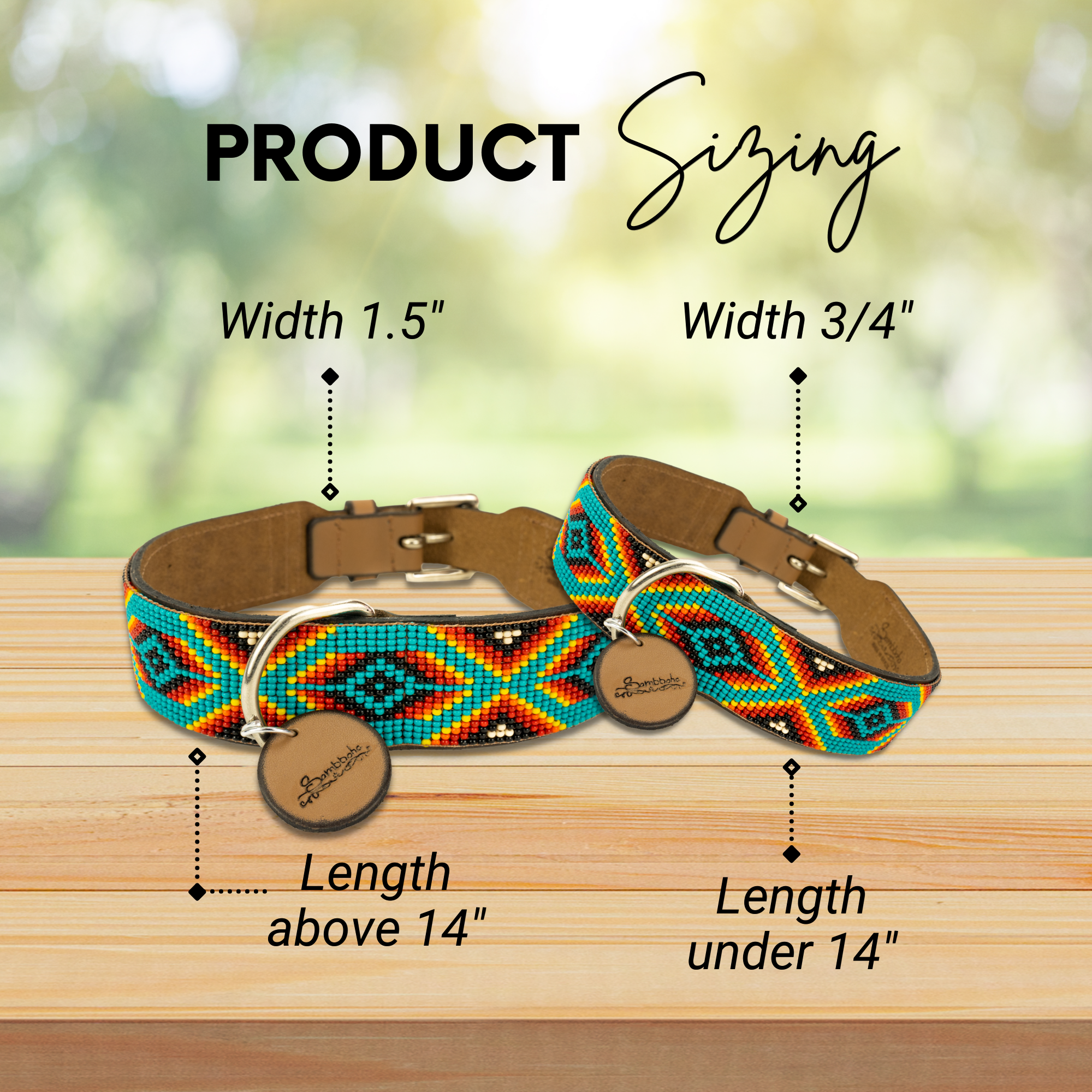 Sambboho - Bahamas Sambboho Dog Collar (with Center D-ring): 12-14"