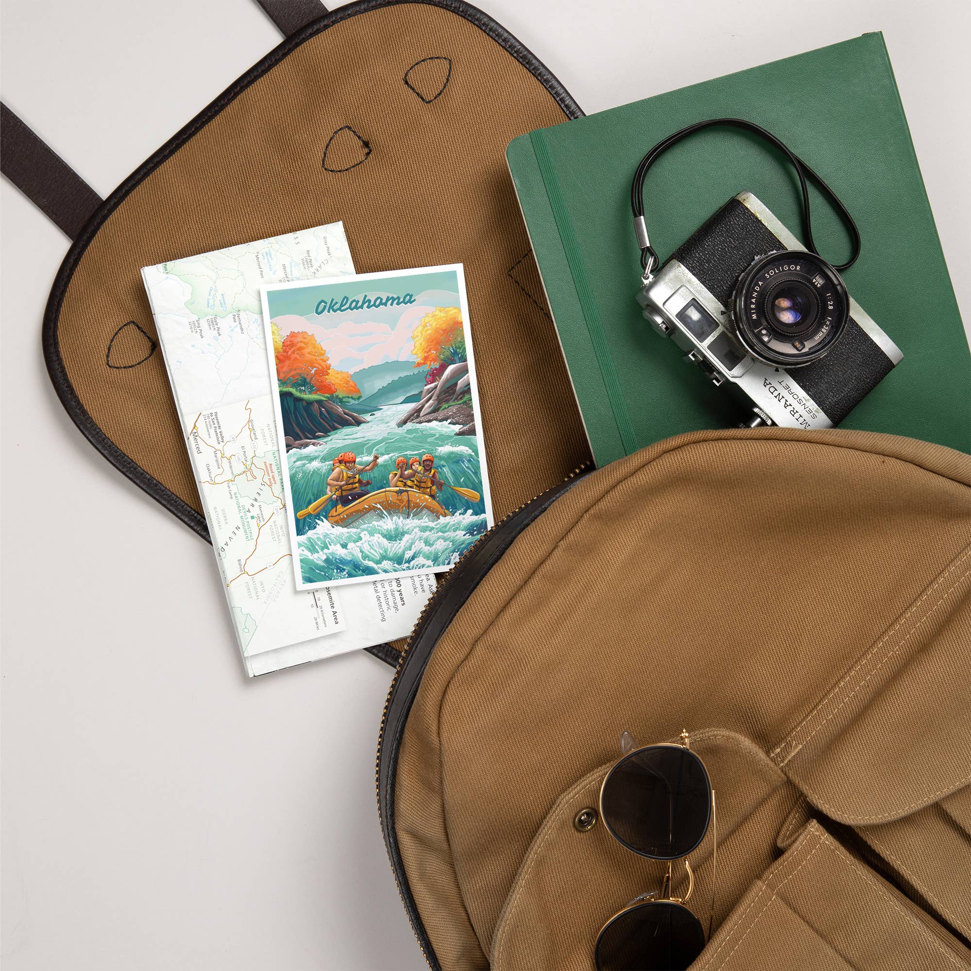 Lantern Press - PREMIUM POSTCARDS Oklahoma, Adventure, River Rafting, Fall