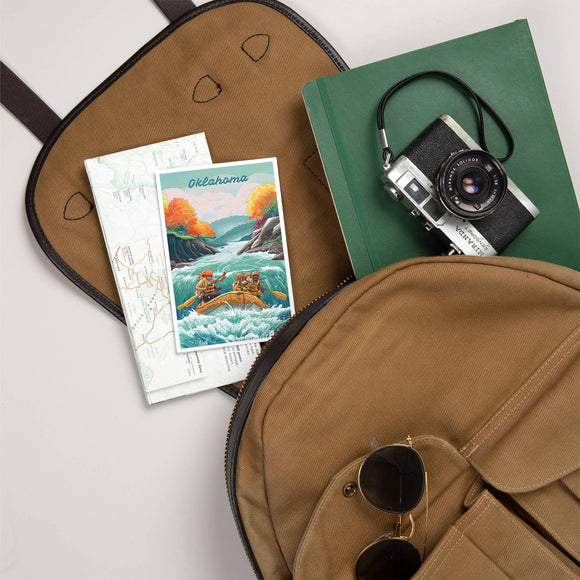 Lantern Press - PREMIUM POSTCARDS Oklahoma, Adventure, River Rafting, Fall
