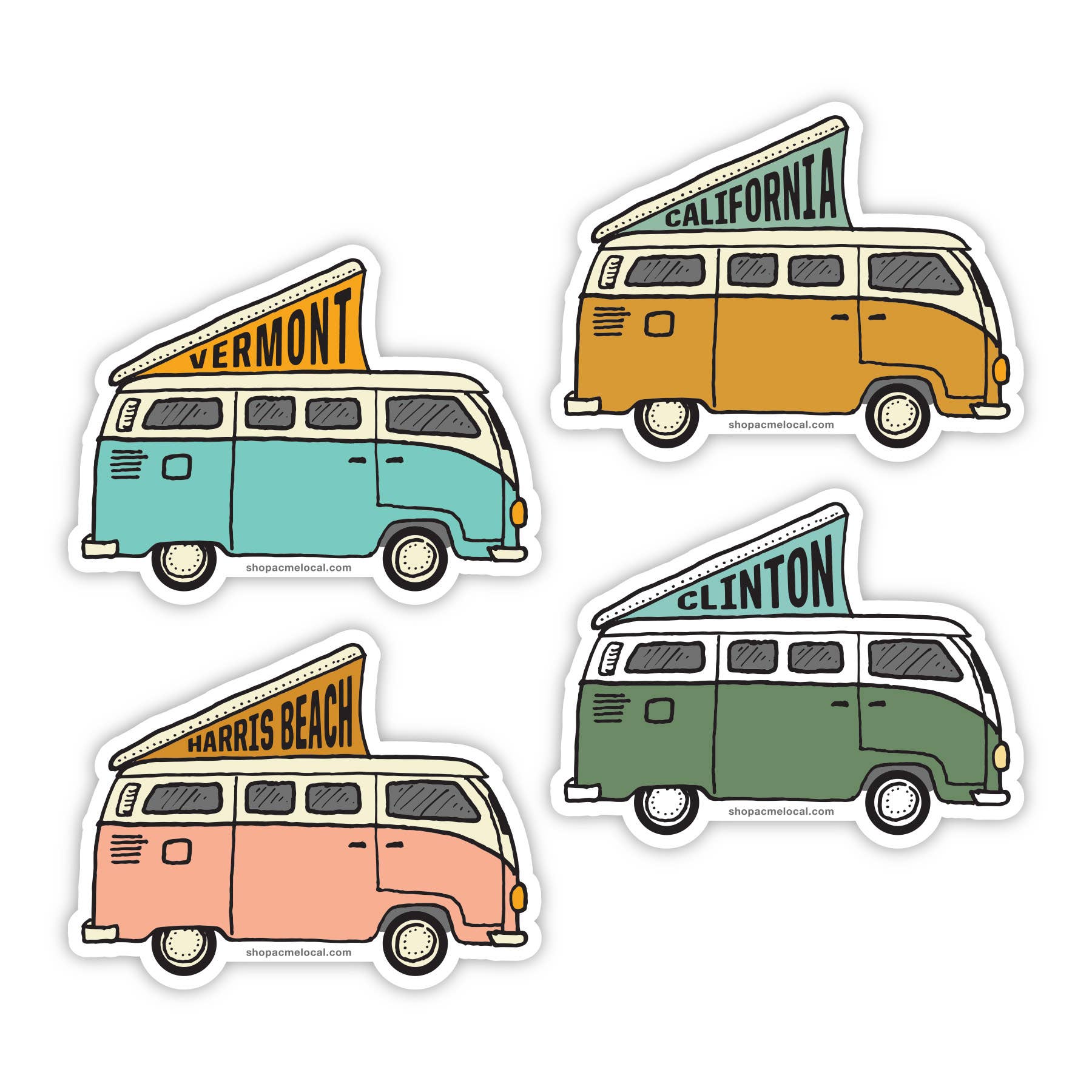 Acme Local - VW Camper Customizable Sticker: Peach / Regular - 0