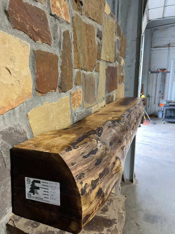 Live Edge Walnut Fireplace Mantel