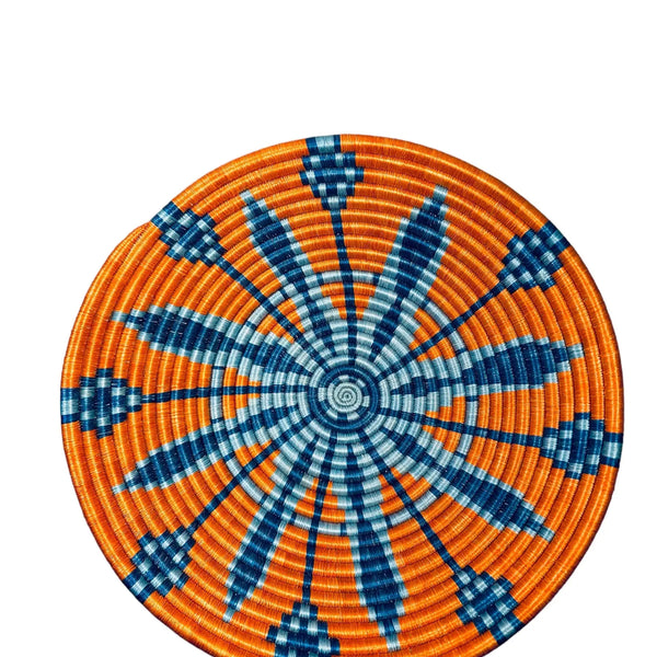 African Basket / Rwanda Woven Basket - Burnt Orange with Tur