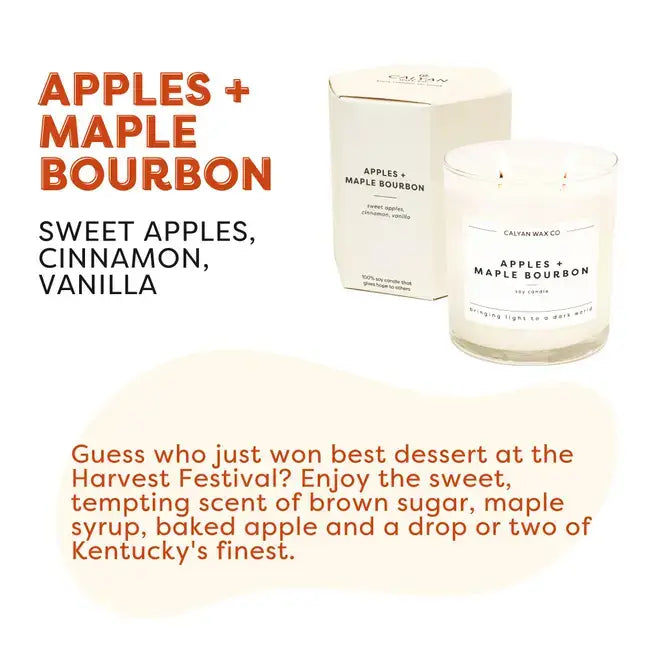 Apples + Maple Bourbon Glass Tumbler Soy Candle - 0