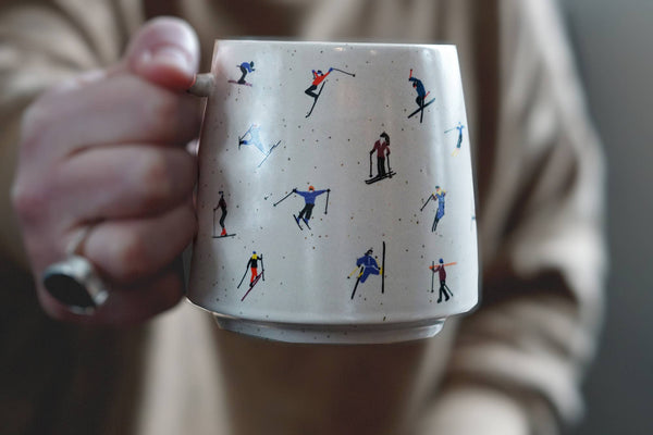 Artsy Em - Ski Adventure Stoneware Mug: Embrace the Slopes: No Coasters