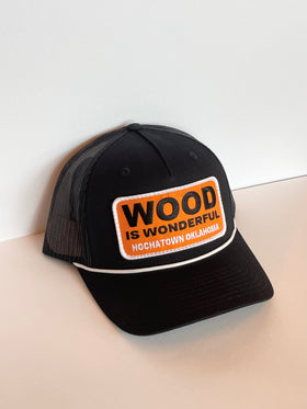 Wood Is Wonderful Hochatown OK Black Richardson Trucker Hat - 0