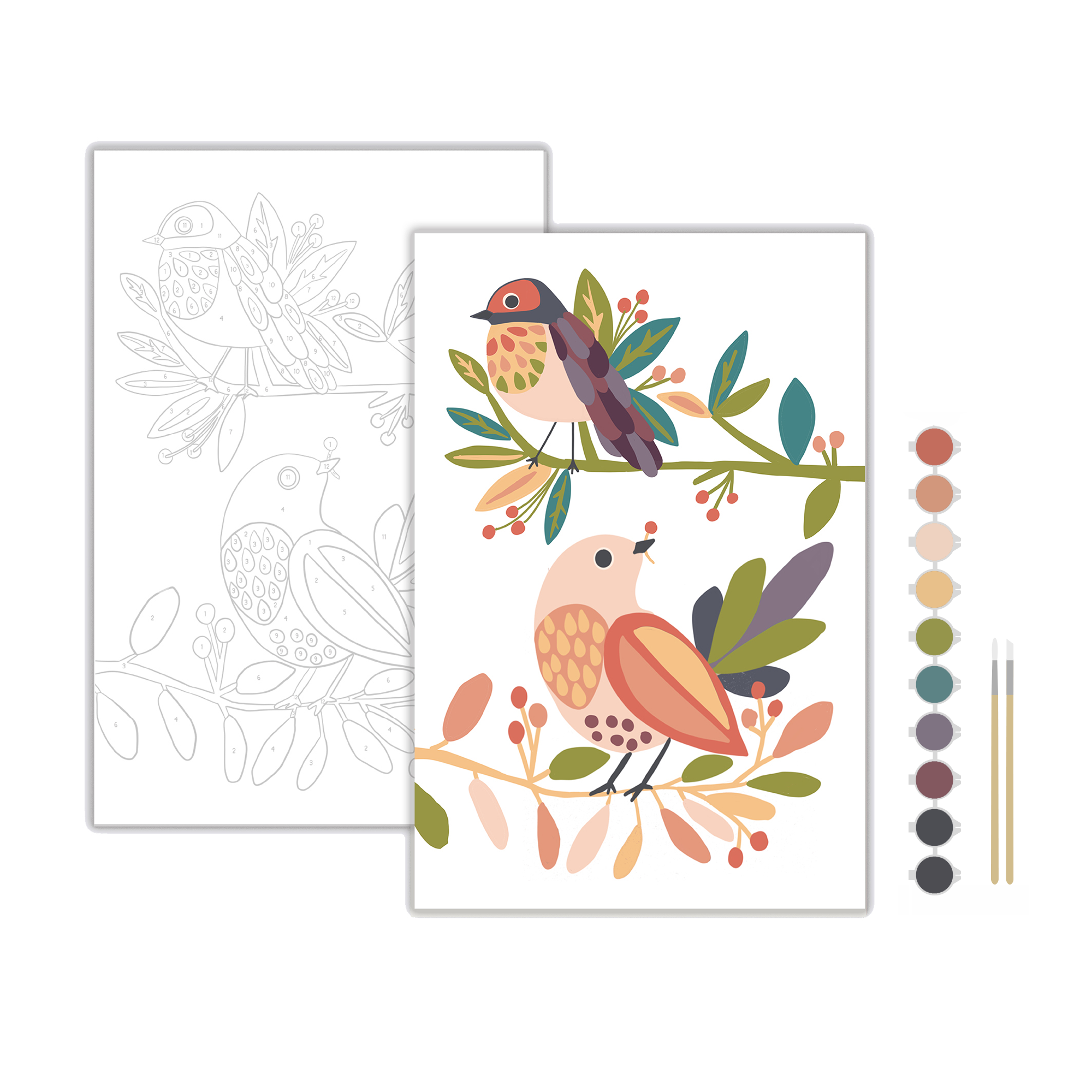 Breathe People - Birds on a Branch Meditative Art Paint by Number Kit: Kit + Magnetic Frame - 0