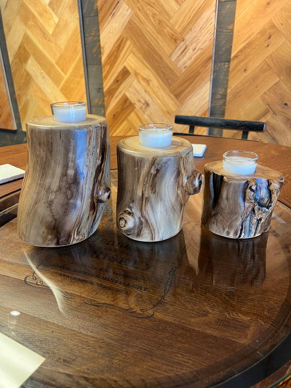 Tree Stump Candle Holder- Set of 3