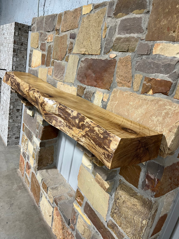 Live Edge Sycamore Fireplace Mantel