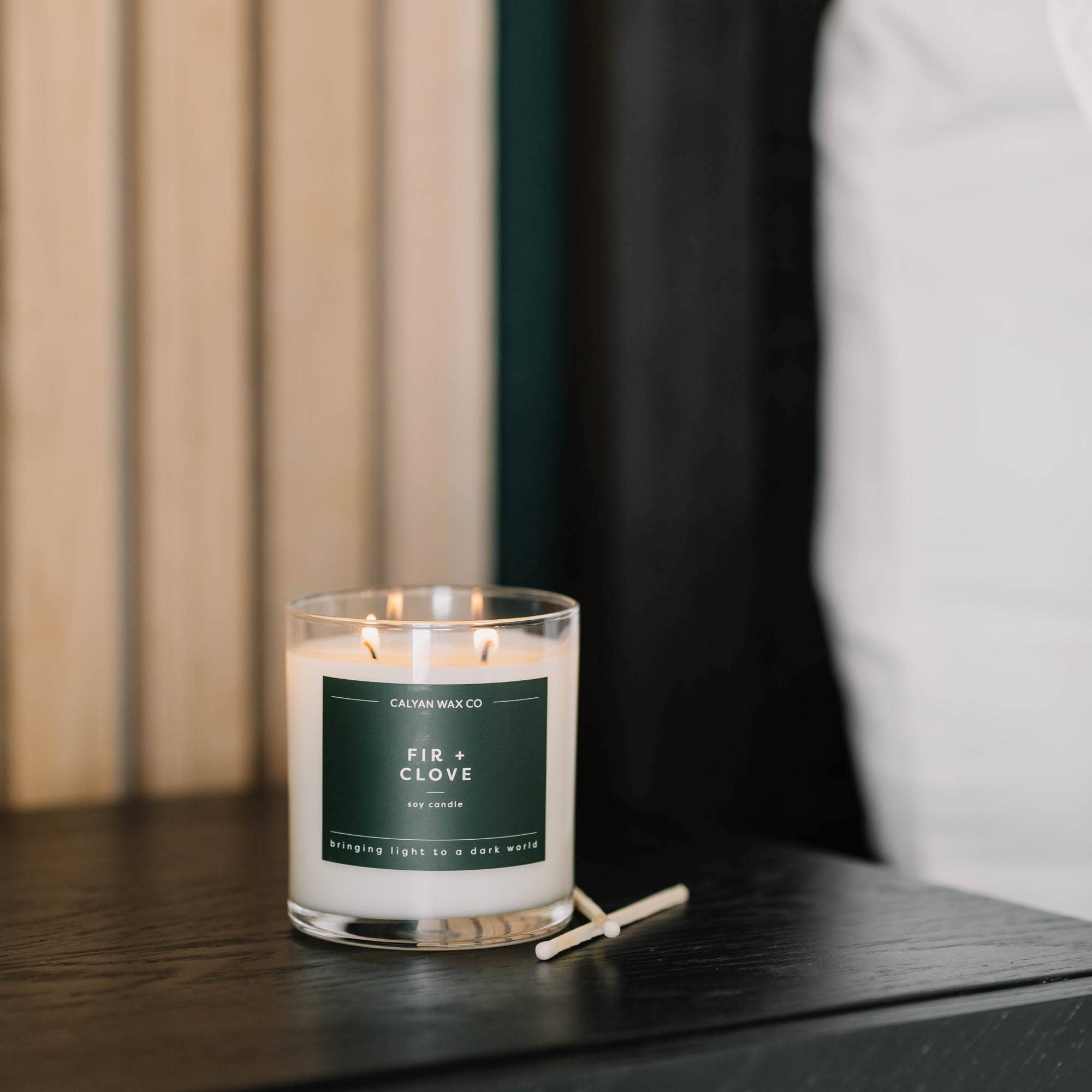 Calyan Wax Co. - Fir + Clove - Clear Glass Tumbler Soy Candle