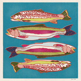 Rainbow and Brown Trout 12x12 Print - 0