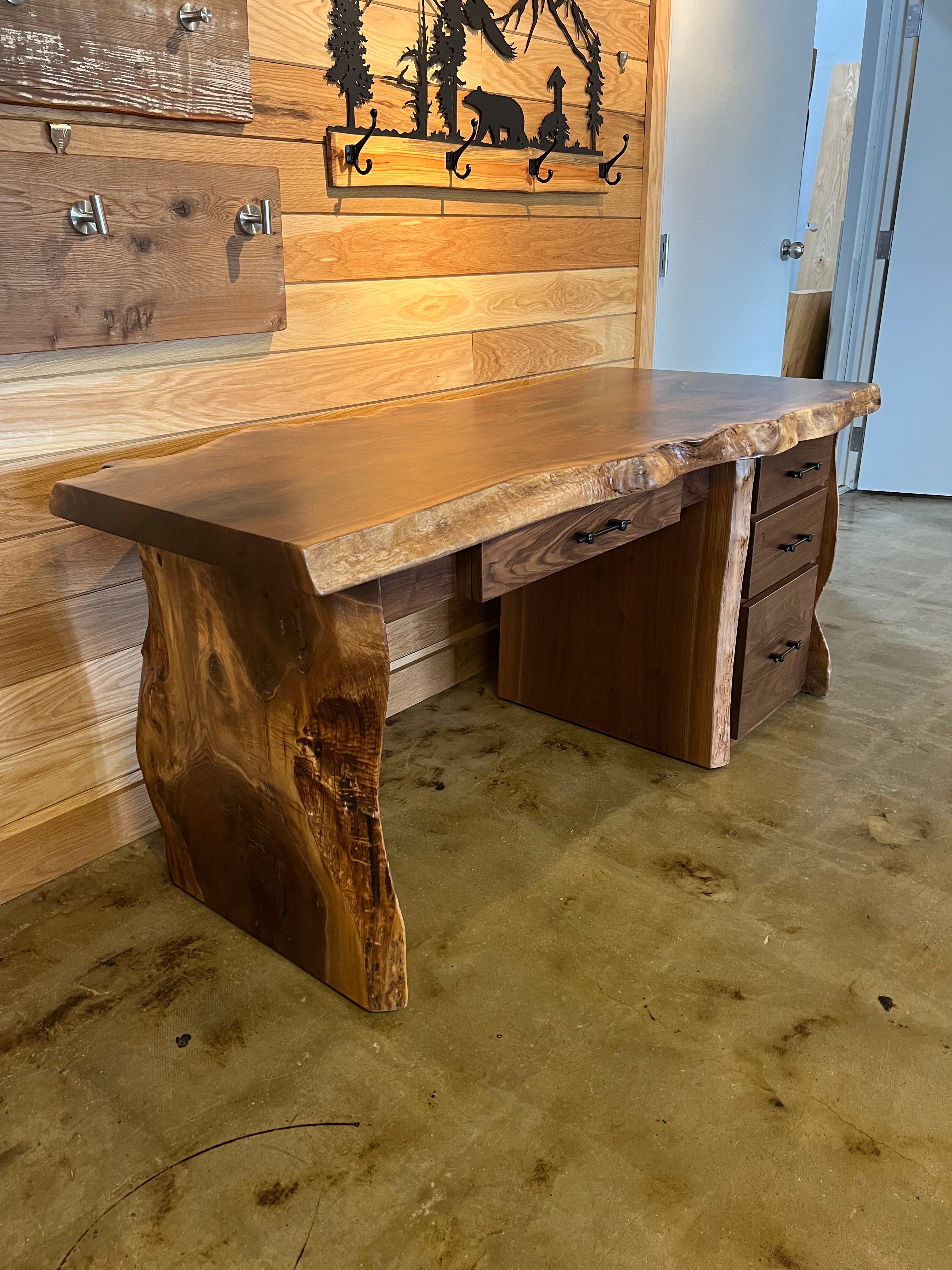 Live Edge Walnut Slab Desk - 0