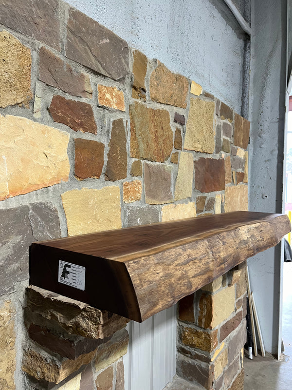 Live Edge Walnut Fireplace Mantel