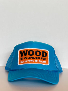 Wood Is Wonderful Hochatown OK Baby Blue Otto Trucker Hat - 0