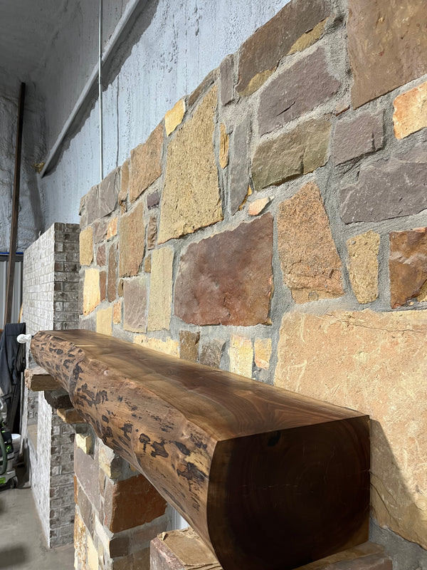 Live Edge Walnut Fireplace Mantel