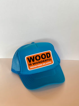 Wood Is Wonderful Hochatown OK Baby Blue Otto Trucker Hat