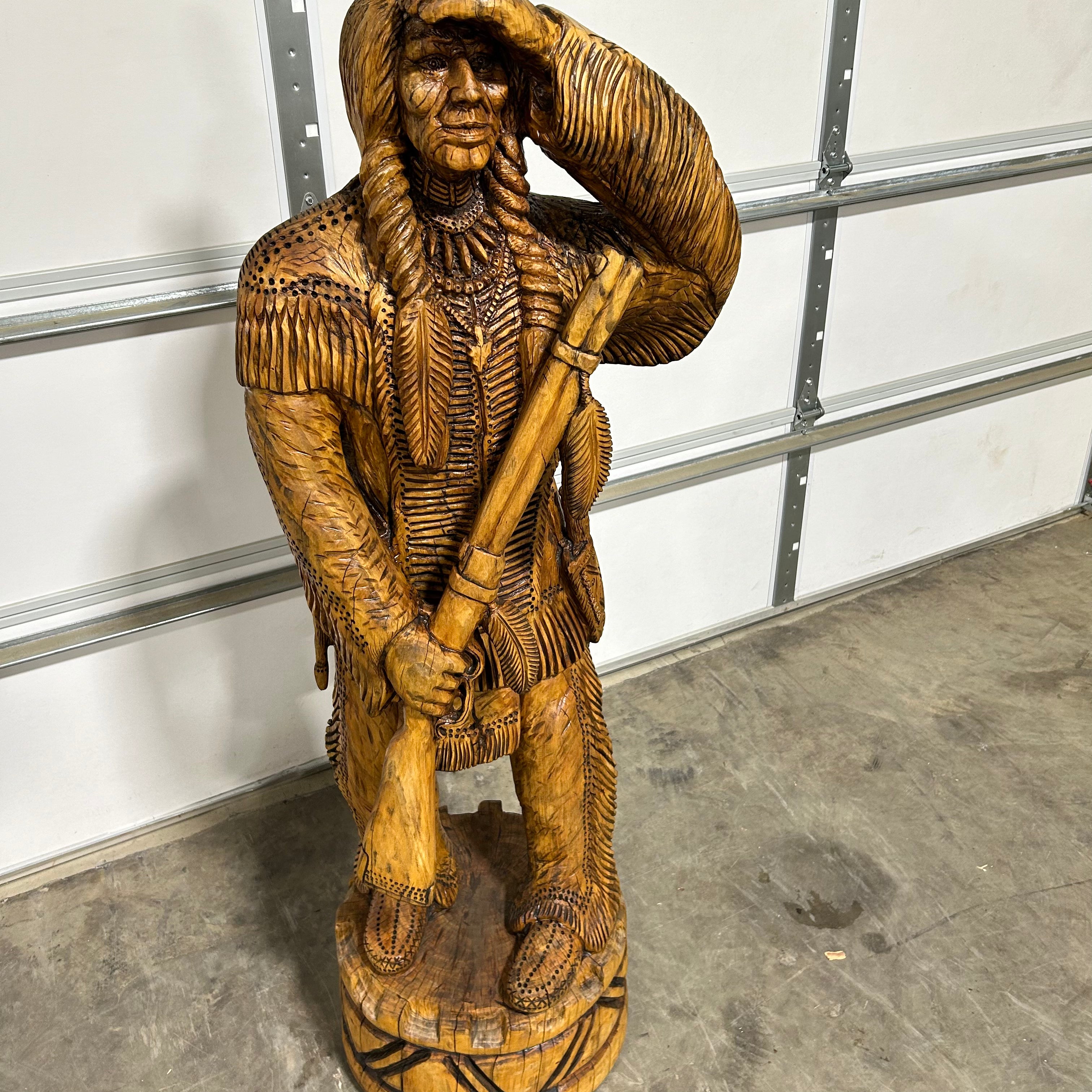 Indian Hunter with Rifle Carving - 0
