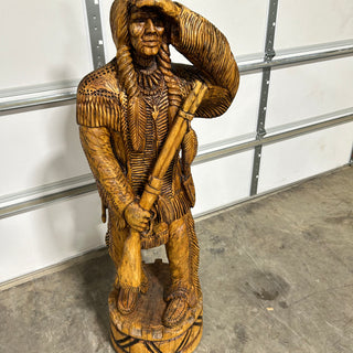 Indian Hunter with Rifle Carving
