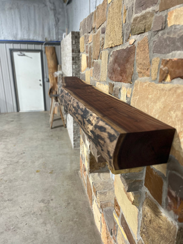 Live Edge Walnut Fireplace Mantel