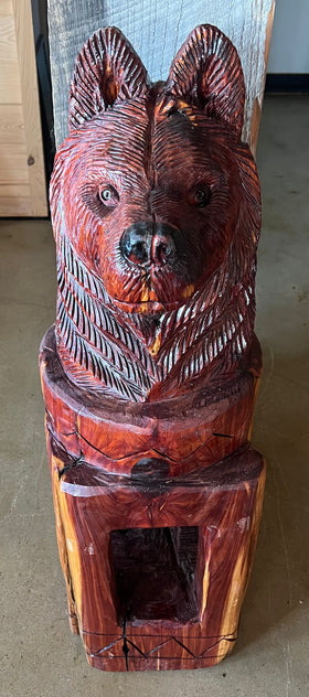 Hand Carved Wolf Sculpture