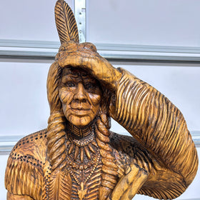 Indian Hunter with Rifle Carving