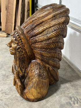 Indian Headdress Full Bust Carving - 0