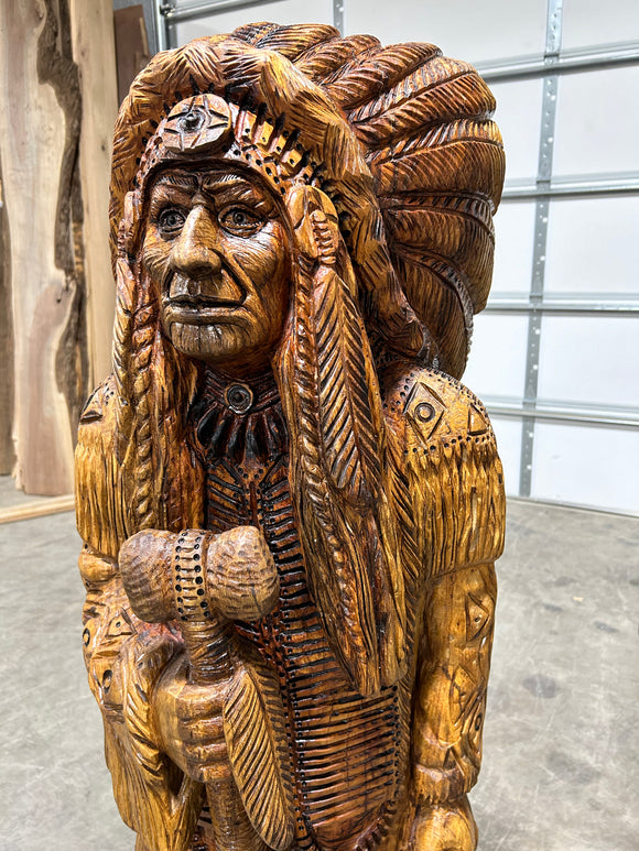 Indian Full Body Headdress with Axe Carving