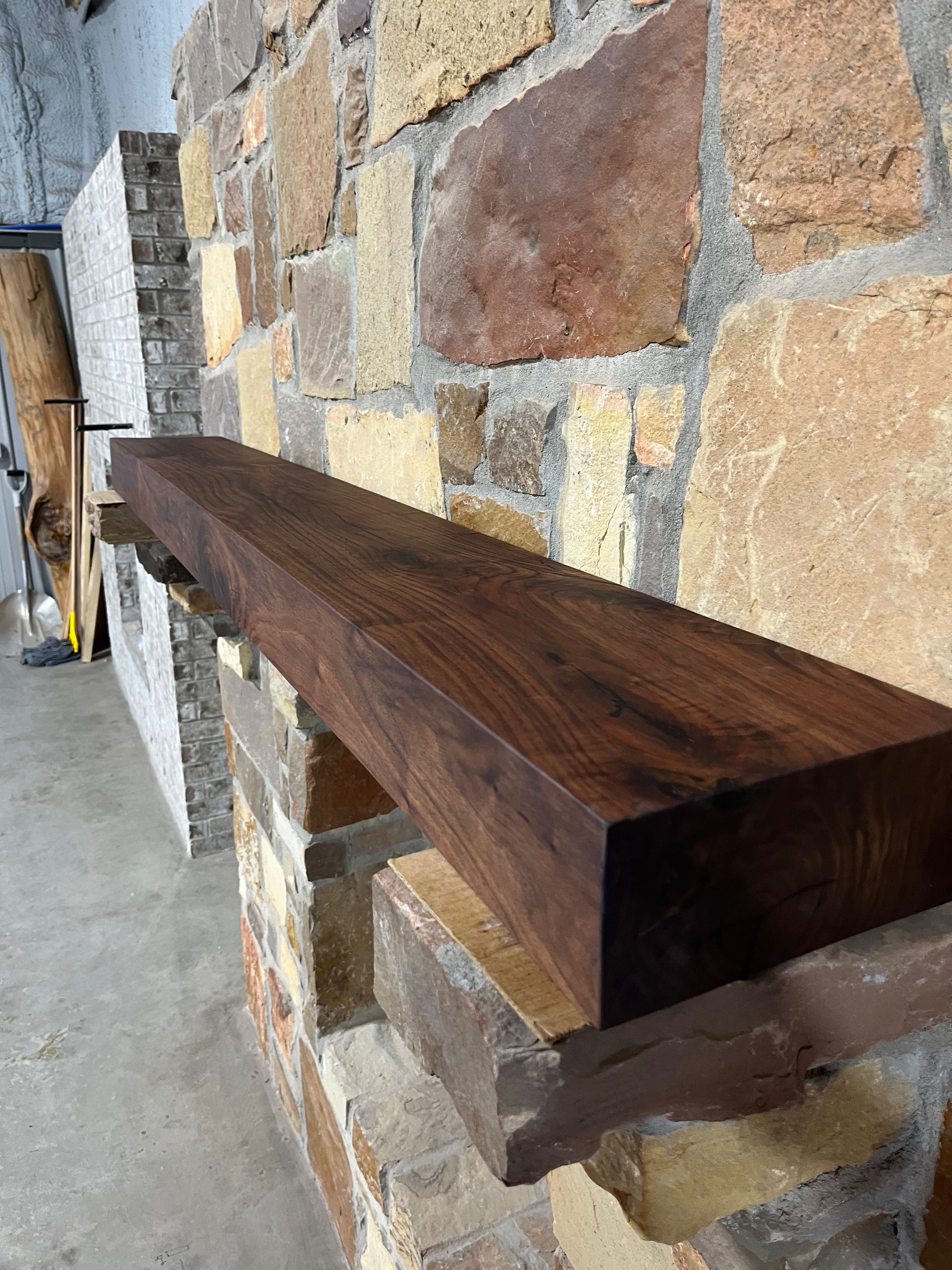 Live Edge Walnut Fireplace Mantel - 0