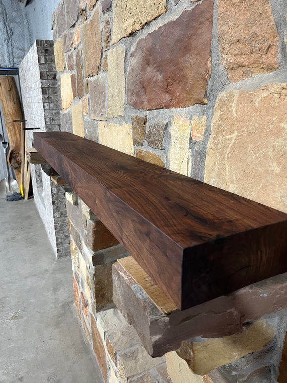 Live Edge Walnut Fireplace Mantel