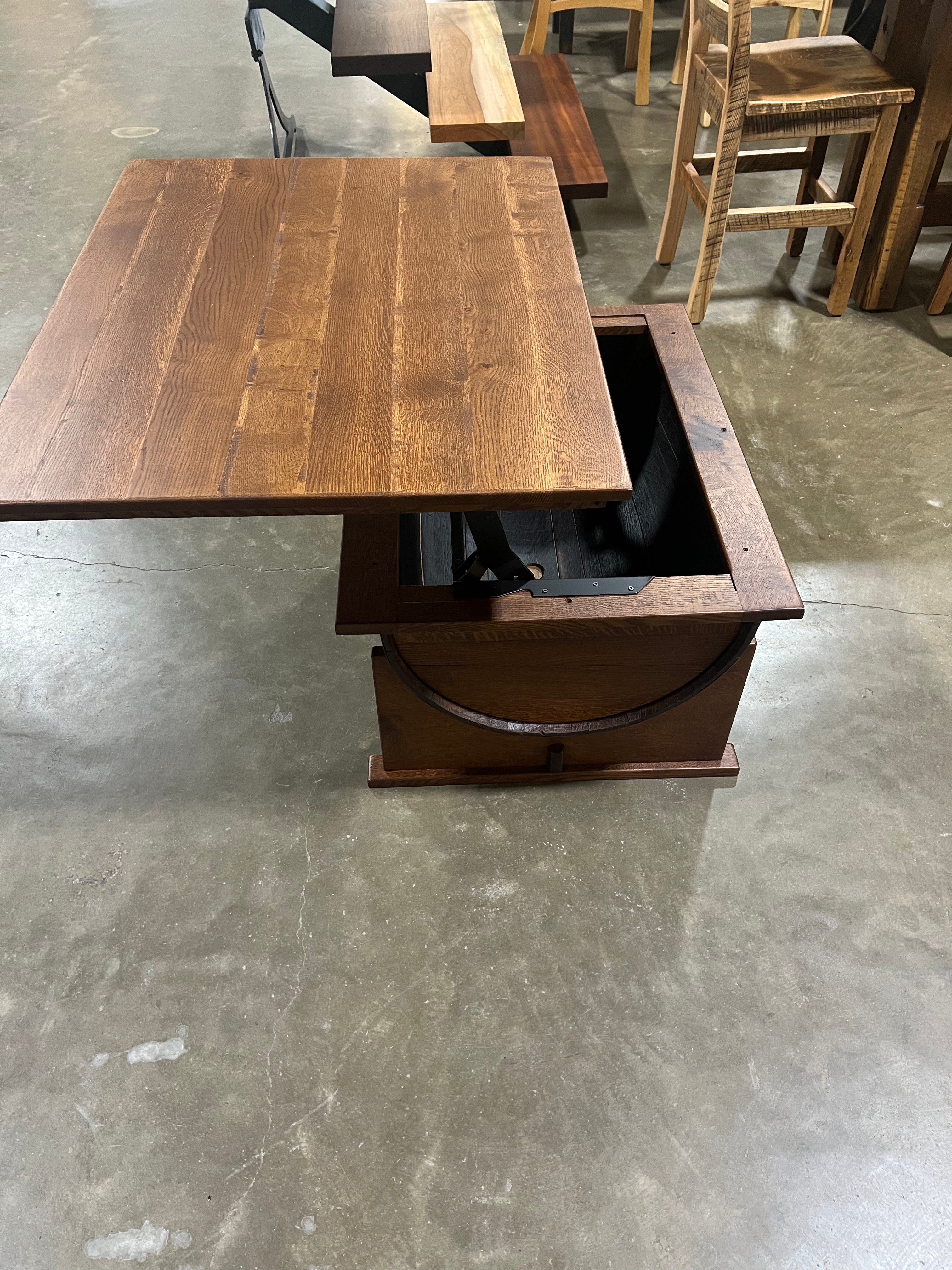 Lift Top Barrel Coffee Table - 0