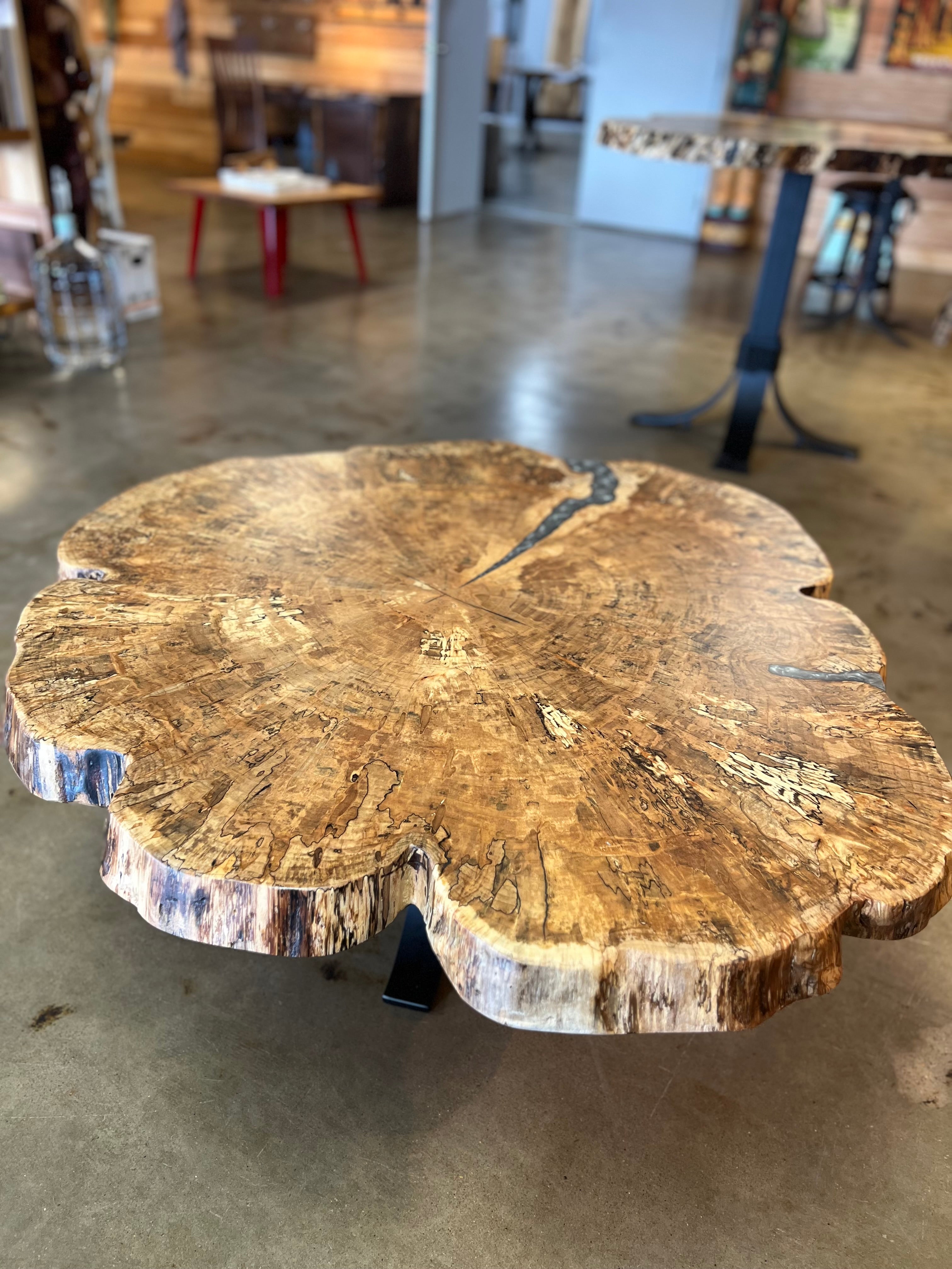 Spalted Maple Coffee Table w/ Eclipse Base - 0
