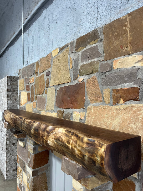 Live Edge Walnut Fireplace Mantel