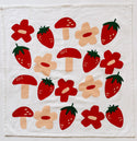 Julie Peach - Berry Shroom on White Tea Towel - 100% Cotton