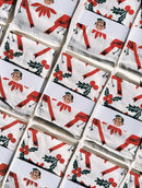 Julie Peach - Cardinals & Botanic - Christmas Cotton Tea Towel-2