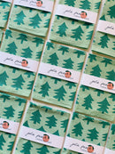 Julie Peach - GLITTER Trees on Green - Boho Christmas Cotton Tea Towel-1