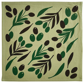 Julie Peach - Olive Toss on Sage Green 20" Tea Towel - 100% Cotton - 0