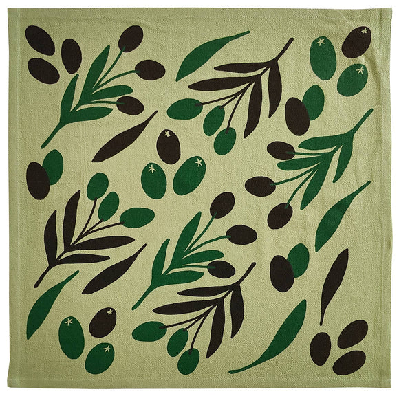 Julie Peach - Olive Toss on Sage Green 20" Tea Towel - 100% Cotton