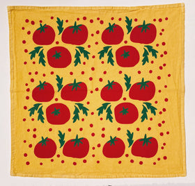 Julie Peach - Tomatoes on Yellow 20" Tea Towel - 100% Cotton - 0