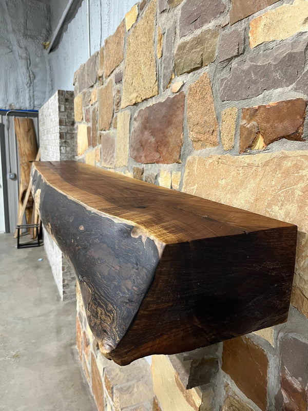 Live Edge Walnut Fireplace Mantel