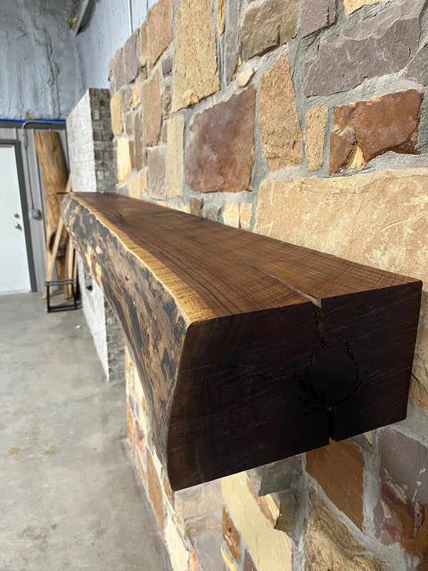 Live Edge Walnut Fireplace Mantel