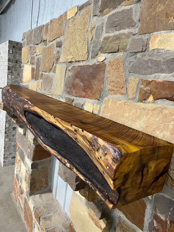 Live Edge Bois D' Arc Fireplace Mantel