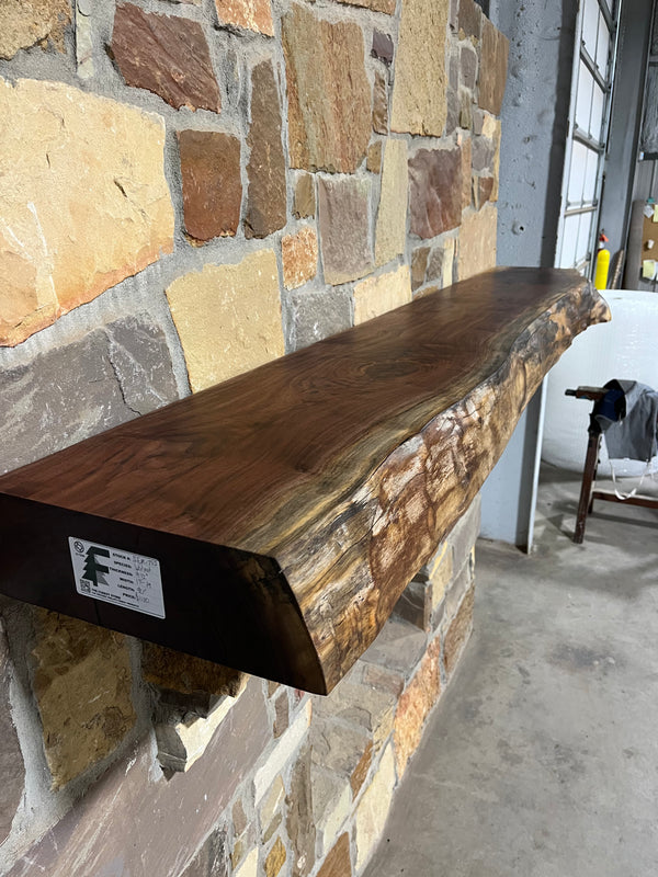 Live Edge Walnut Fireplace Mantel