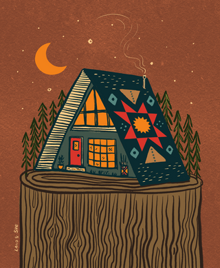 Land & She - A-Frame Cabin On Tree Stump: 8x10