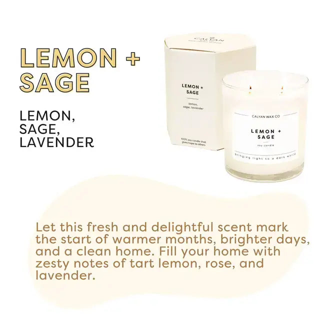 Lemon + Sage Glass Tumbler Soy Candle - 0