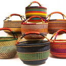 Medium Bolga Market Basket w/ Leather Wrapped Handle (Colors Vary)-1