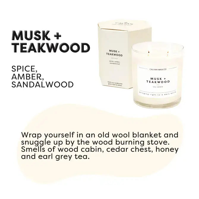 Musk + Teakwood Glass Tumbler Soy Candle - 0