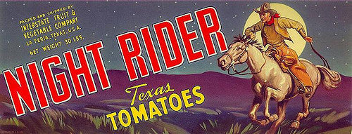 Night Rider Tomato Crate Label (1957)