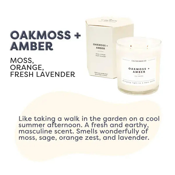 Oakmoss + Amber Glass Tumbler Soy Candle