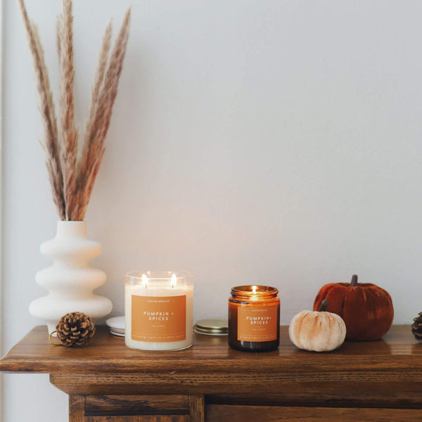 Calyan Wax Co. - Pumpkin + Spices - Clear Glass Tumbler Soy Candle